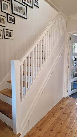 staircase after painting and refinish white paint