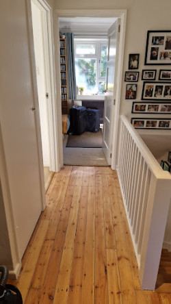 hallway to bedroom painting stair banisters