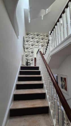 staircase wallpaper refinishing steps before painting